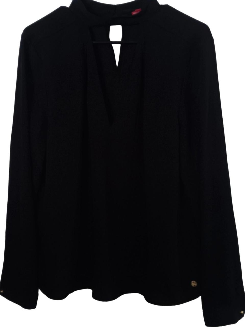 Guess Black Long-Sleeve Keyhole Top